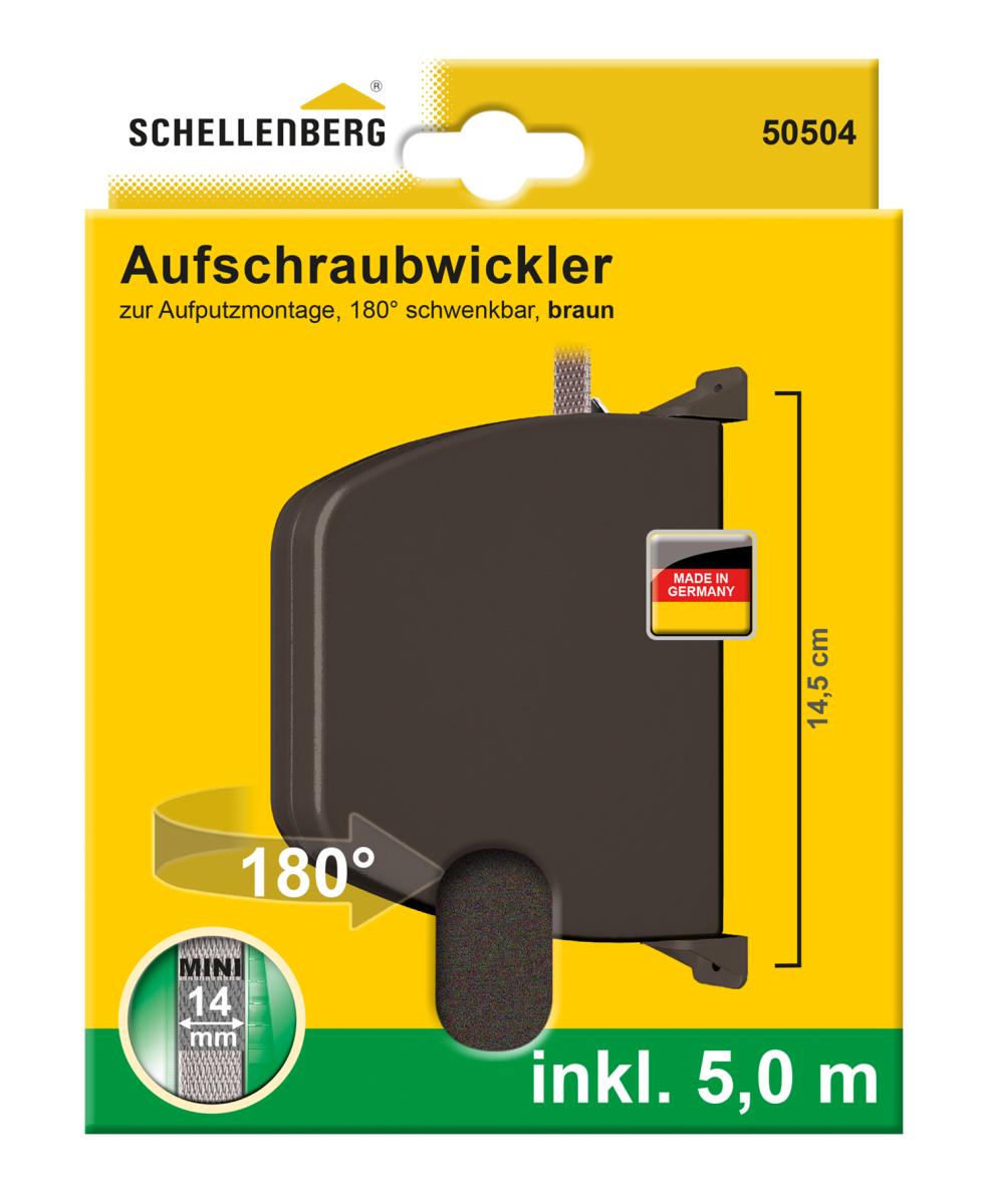 2 x Rollladen Gurtwickler Aufschraubwickler Mini Aufputz 5m braun inkl Gurtf. 