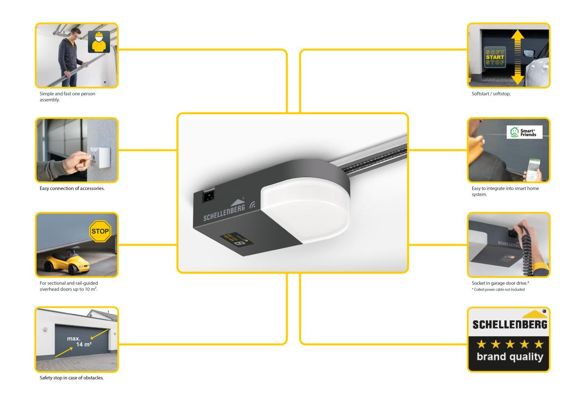 Schellenberg 60924 Motor Puerta Garaje basculante, 1000 N, MAX, 868 MHz, 2X  mandos a Distancia, Antracita, Smart Drive XL/Superficie 14 m² : :  Bricolaje y herramientas